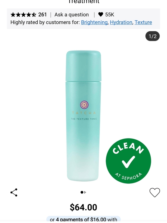 Tatcha Other - Tatcha Texture Tonic Hydrating Toner in Mint Green